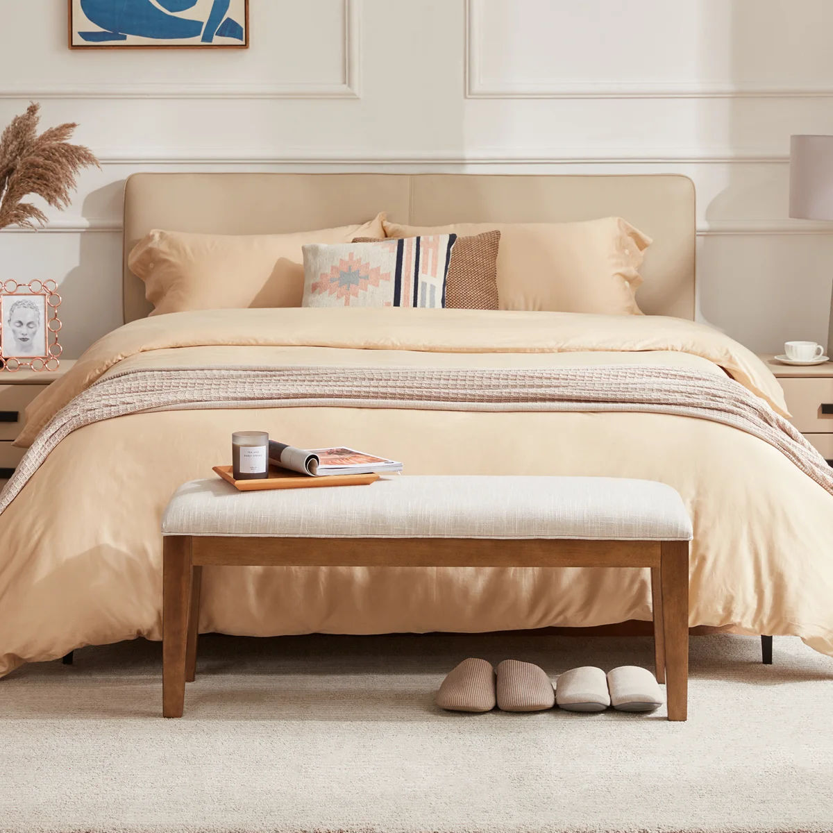 Isaura Polyester Upholstered Bench thumbnail 3